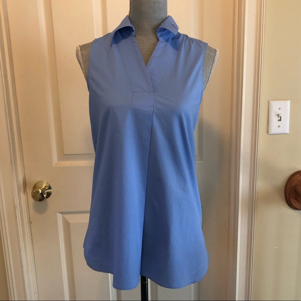 Ellen Tracy Periwinkle blue sleeveless cotton top